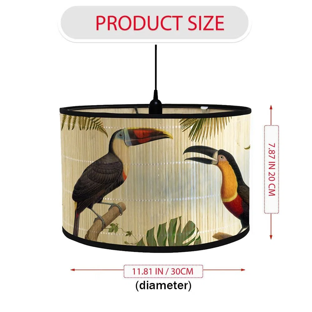 FANSU Paralume E27 Vintage Paralume in Bambù Stile Cinese Lampadario Copertura Lampada Accessori Luce Sostituibile Lampada Tavolo Lampada Comodino Paralume a Tamburo (scimmia)