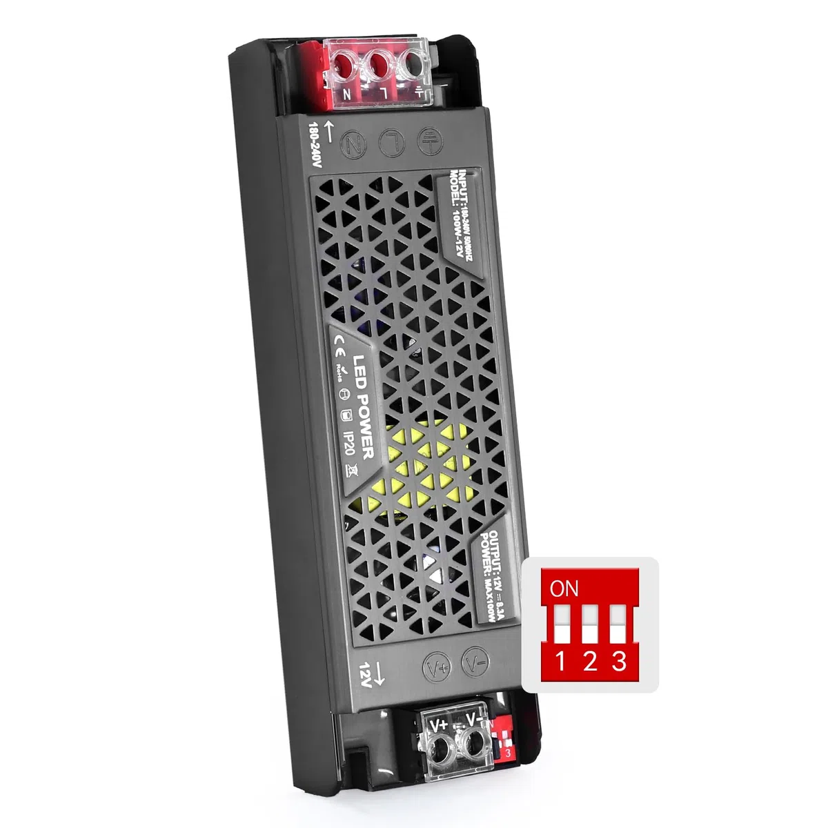 Trasformatore LED 12V 100W 8.3A Dimmerabile Alimentatore Ultra Sottile Driver AC 220V a DC 12 Volt Dimmer Adattatore Bassa Tensione Costante Trasformatori Alimentatoredi per Strisce LED