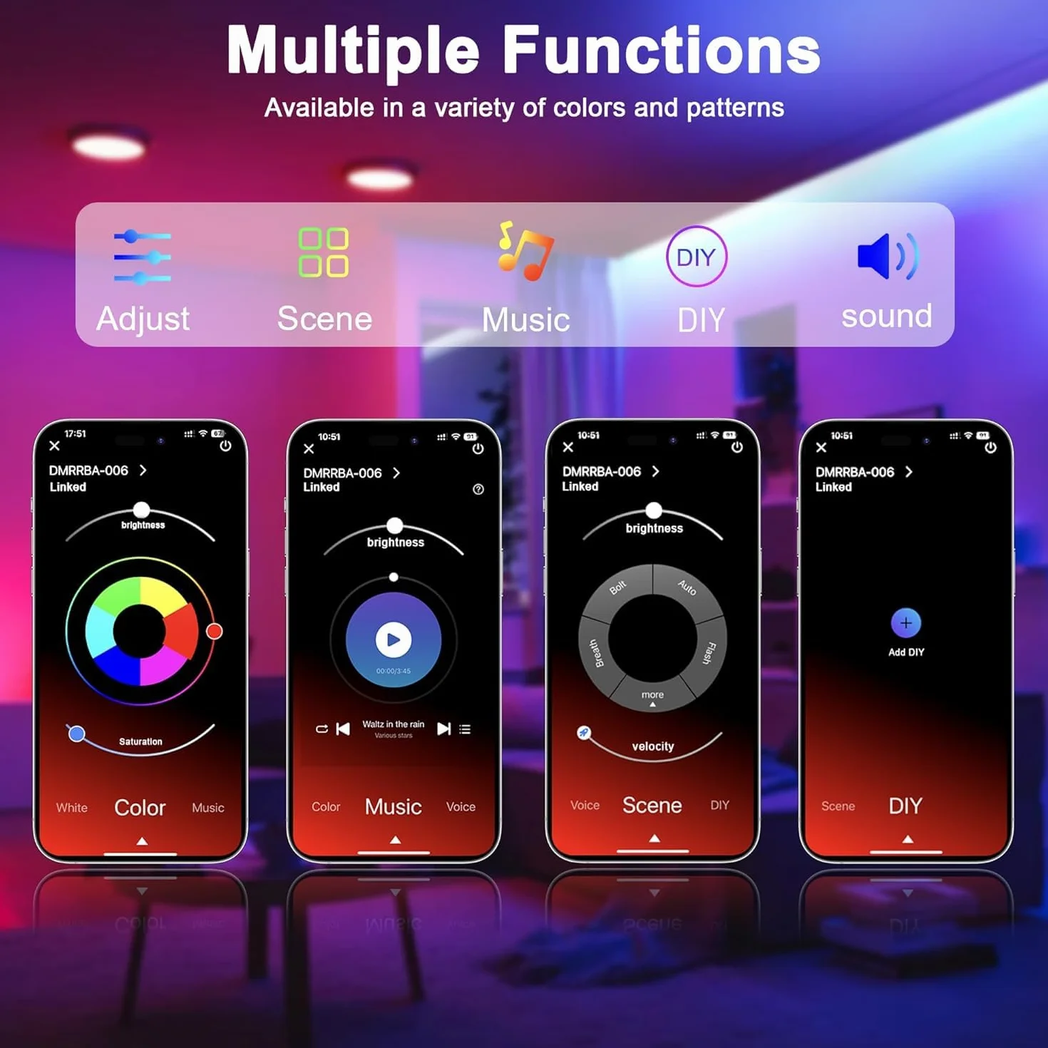 Macchiatto Neon LED Striscia 5M, DIY RGB Striscia LED Camera con App/Telecomando, Sync Musica, Impermeabile per Interni, Esterni, Decorazione Camera da Letto Gaming