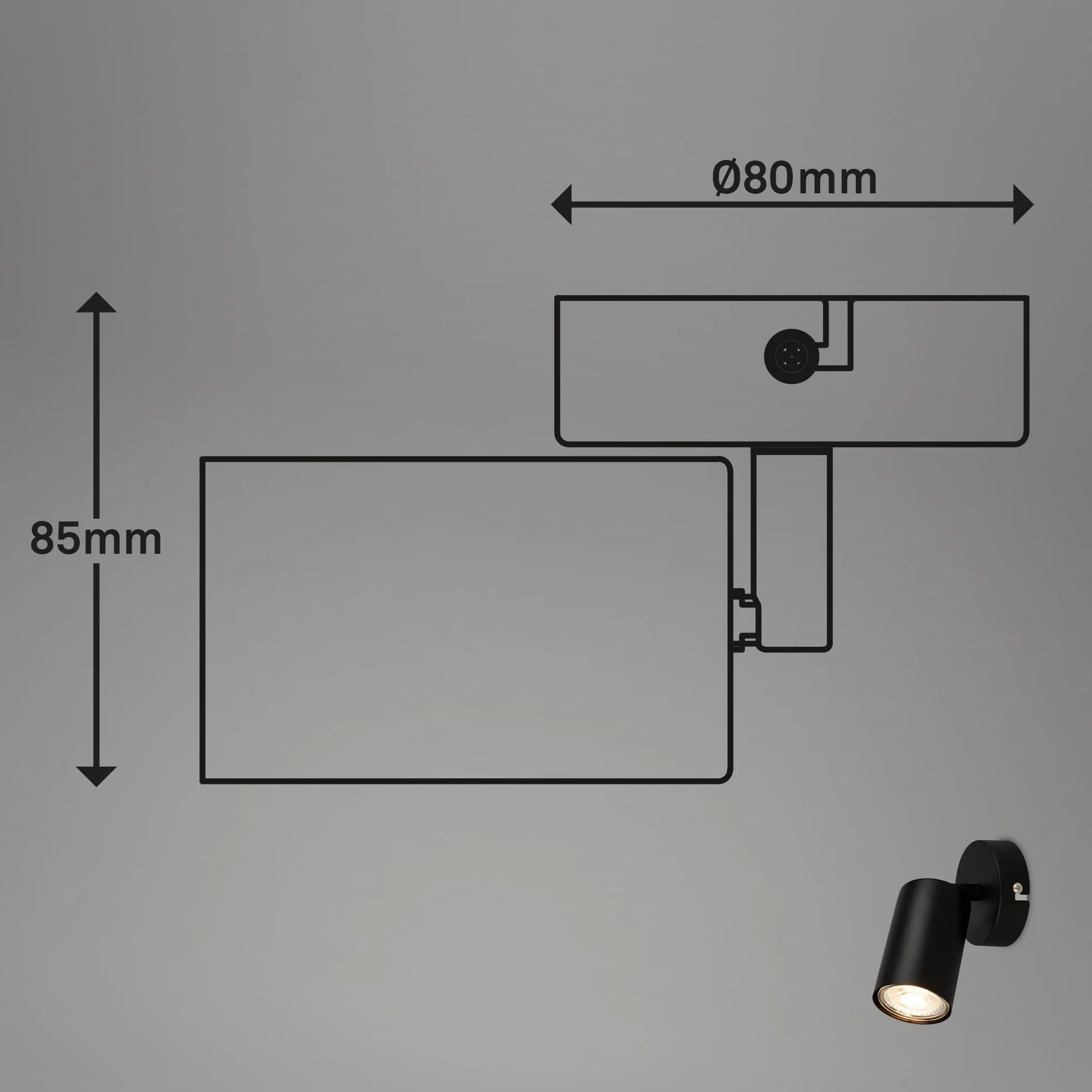 BRILONER - Set di 2 applique da parete per interni, attacco GU10, max. 9 W, applique camera da letto, interno, lampada parete, camera da letto, 8 x 15,5 cm, nero