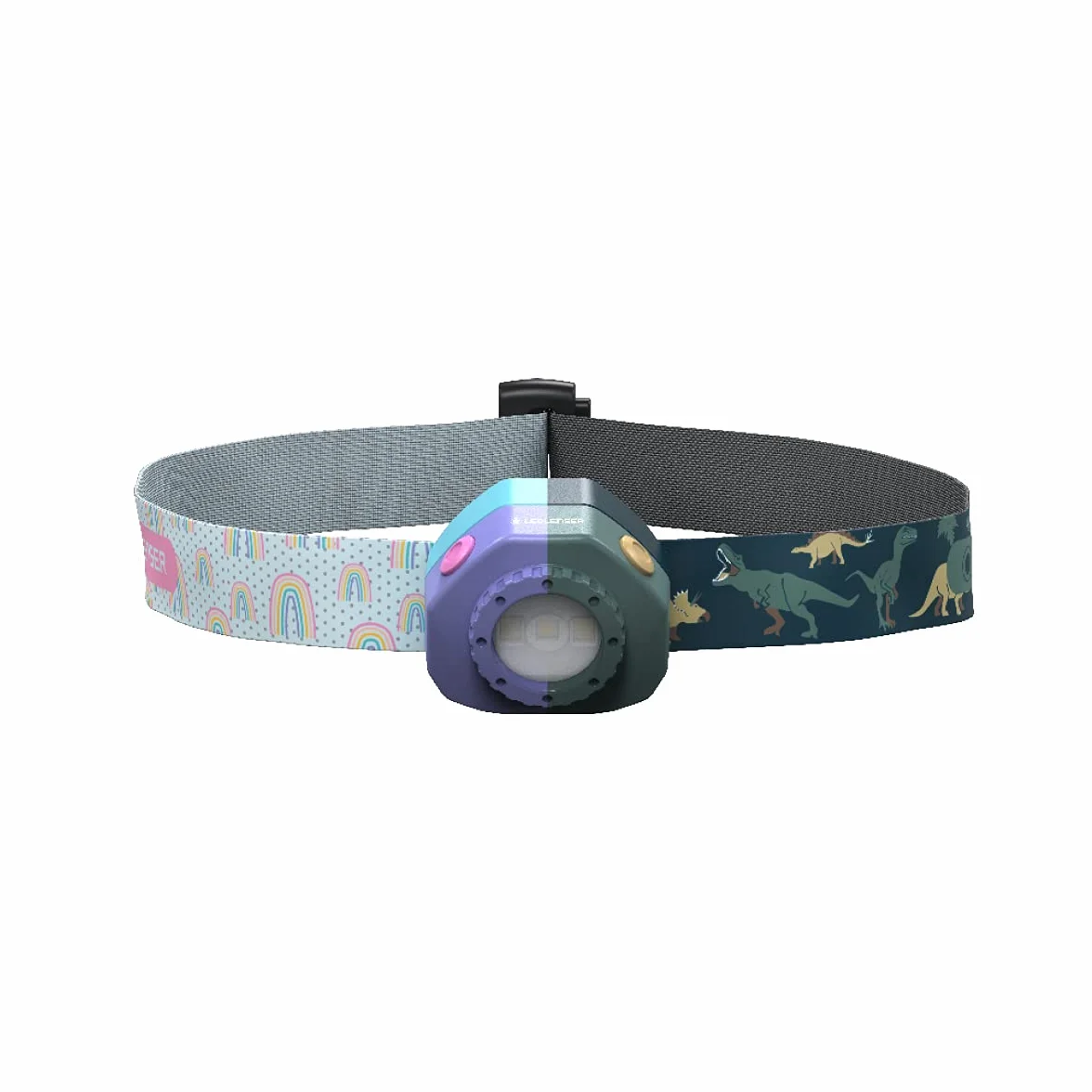 Ledlenser KIDLED4R - Lampada frontale ricaricabile per bambini, LED 3 colori, verde dinosauro, leggera, funzione di spegnimento automatico, clip per zaino- Per leggere, campeggiare, regalo per bambini
