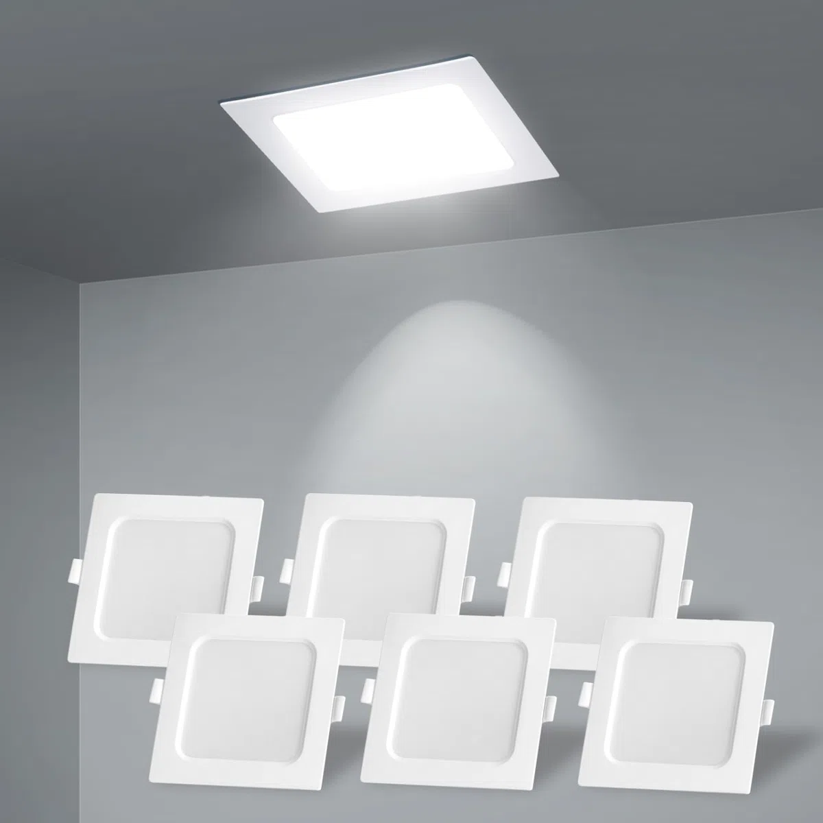 Aigostar Faretti LED da Incasso per Cartongesso Confezione da 6 W 620LM Faretto led interno,6500K luce bianca fredda,Faretto led incasso Adatto a camera da soggiorno,cucina,corridoio.Ф95-100mm