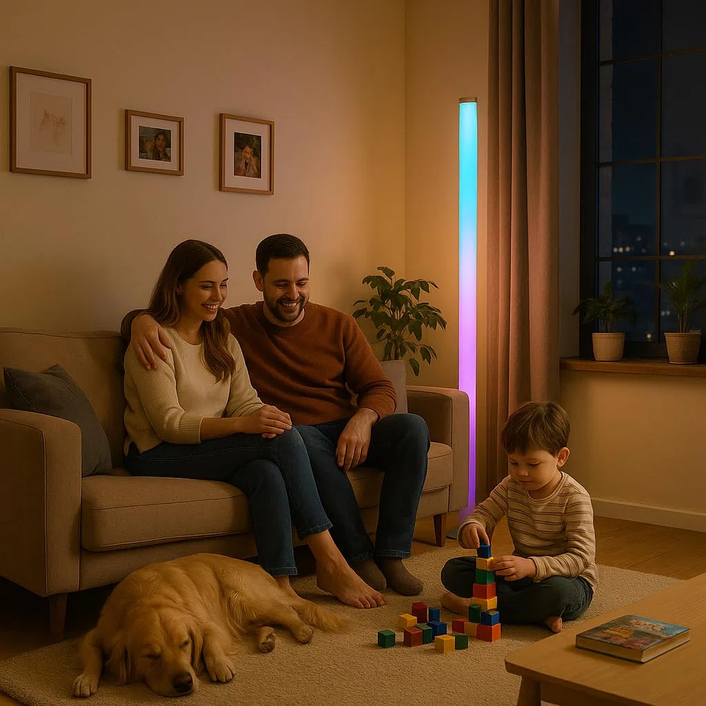 M mimotec - Lampada da terra dimmerabile RGBIC DC 5W, IP44, modalità musica personalizzabile, con cavo USB, telecomando e app inclusi