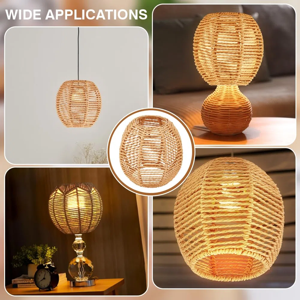 BENECREAT Sostituzione di Piccole Tende Boho, Paralume In Corda di Carta Marrone, Paralume Retrò per Lampada Da Terra, Lampadario, Lampada Da Scrivania, Applique Da Parete