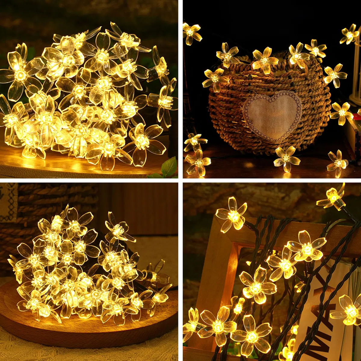 Fohil Catena Luminosa Esterno Solare, 12M 100 LED Fiori di Ciliegio Luci Solari Esterno 8 Modalità IP65 Impermeabile Luci Solari Decorative per Giardino Festa Natale Halloween Decorazione