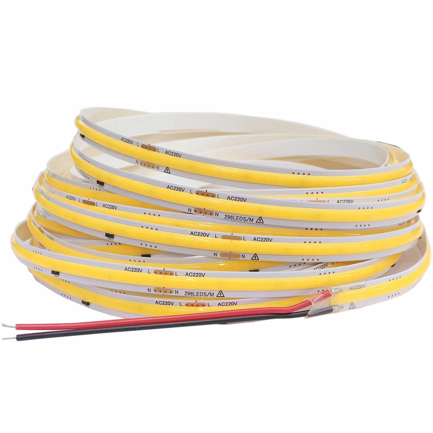Striscia LED COB da 220 V, flessibile, Smart IC, senza necessità di driver, ad alta luminosità, 296 LED, illuminazione lineare RA90, 4000 K, bianco naturale, 10 m