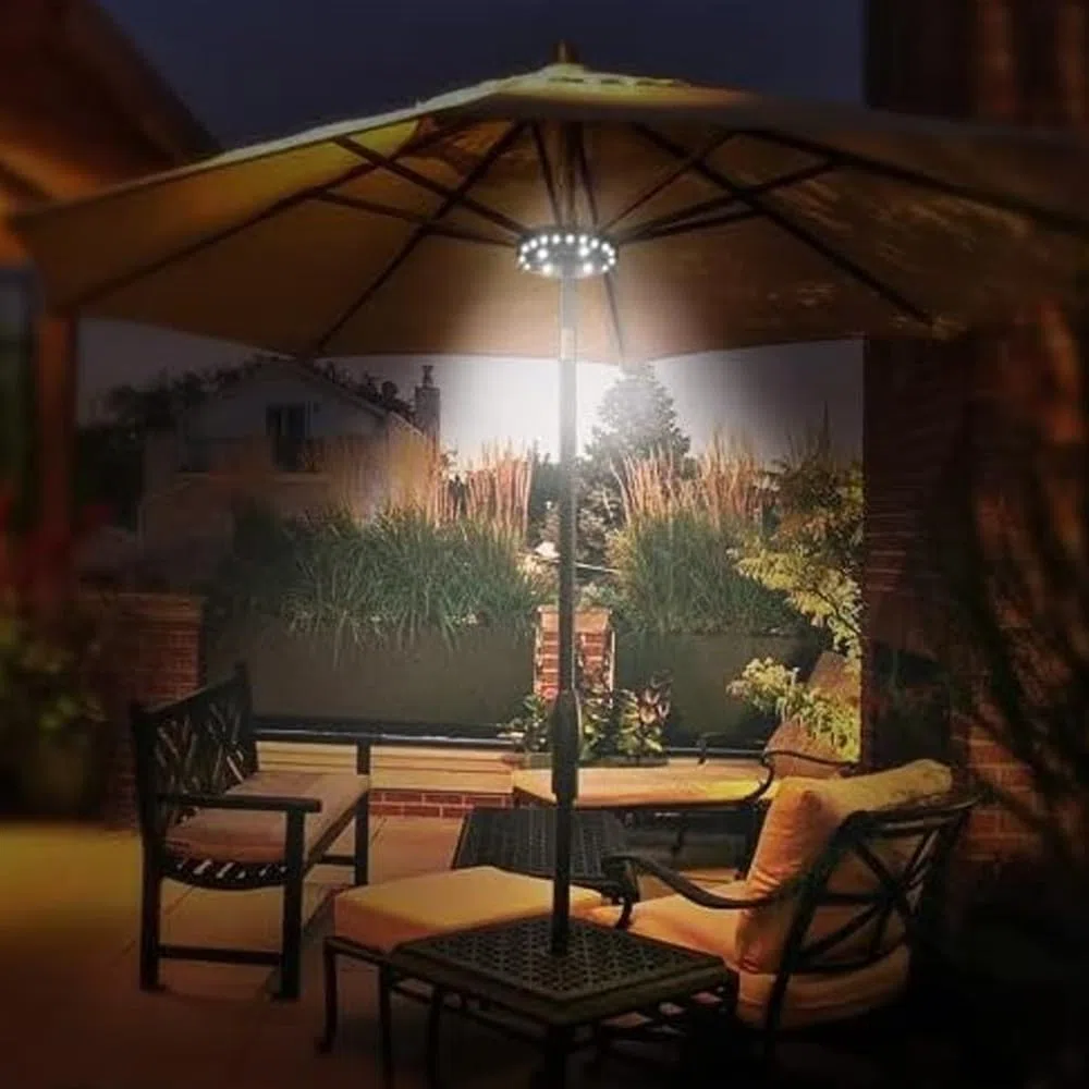 SariniLuce Ombrellone 3 modalità luminosità, senza fili, 28 LED, 200 lumen