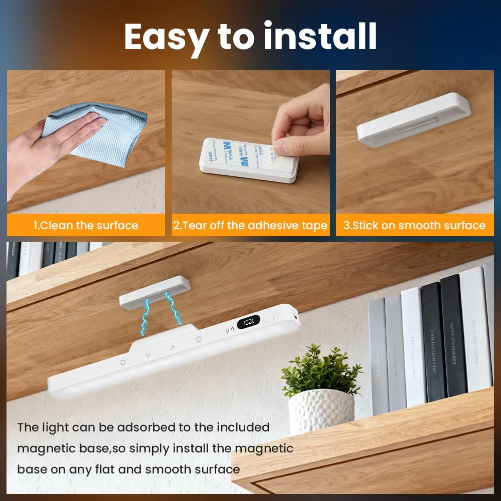 AUAUY 2 Pezzi Luce Armadio LED, USB-C Ricaricabile Magnetica Lampada con Telecomando, 5 Temperature Colore&5 Luminosità Dimmerabile, 1500mAh, per Cucina Scale Soggiorno Camere da Letto Guardaroba