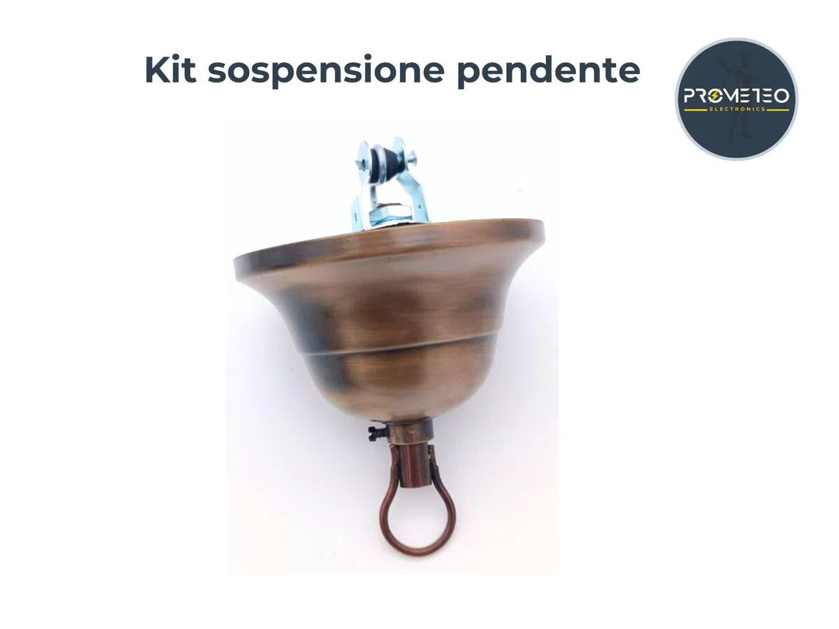 prometeo electronics Kit sospensione con rosone bronzo antichizzato diametro 90mm con gancio e puntale