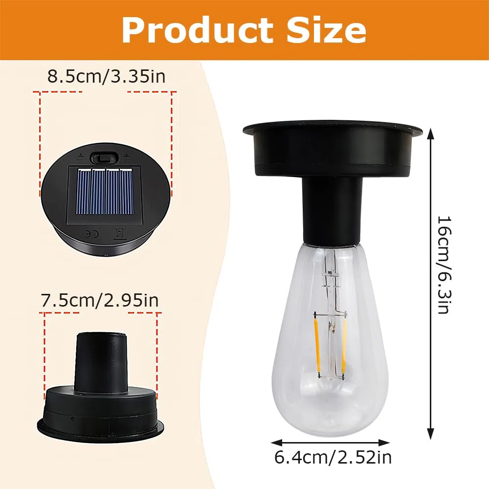 2 Pezzi Lampada Solare di Ricambio, 8 cm Lampadine Solari di Ricambio, Impermeabile Pannello Solare di Ricambios,Ricambio per Luci Solari per Lampade da Giardino,Lanterna Solares (Bianco Caldo)