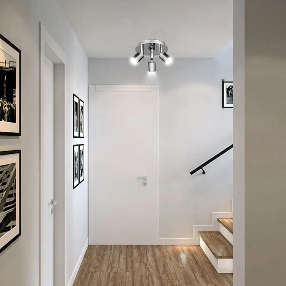 URAQT Faretti da Soffitto Orientabili, Faretti LED da Soffitto con 3 Attacco GU10, Lampadario Faretti LED Soffittos, Moderna Faretto da Parete Interno per Barra, Cameretta, Cucina, Senza Lampadina