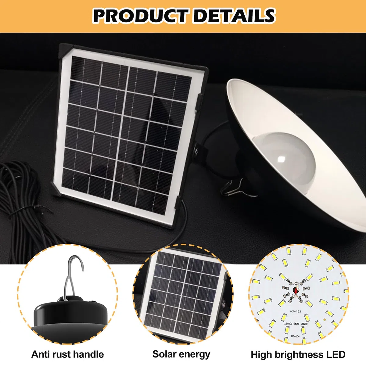 Lampada solare con telecomando, 3 temperature di colore, IP65, impermeabile, a sospensione per giardino e terrazza