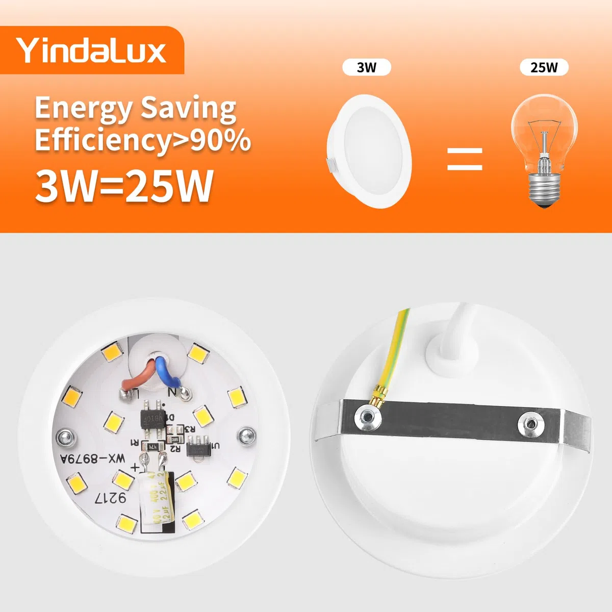 YindaLux Set di 3 Faretti LED da Incasso 230V 3W 4000K Neutro, 15mm Ultra Piatti per Cartongesso, 300LM Apertura Soffitto 55-58mm, IP44 Soffitto, Bianco