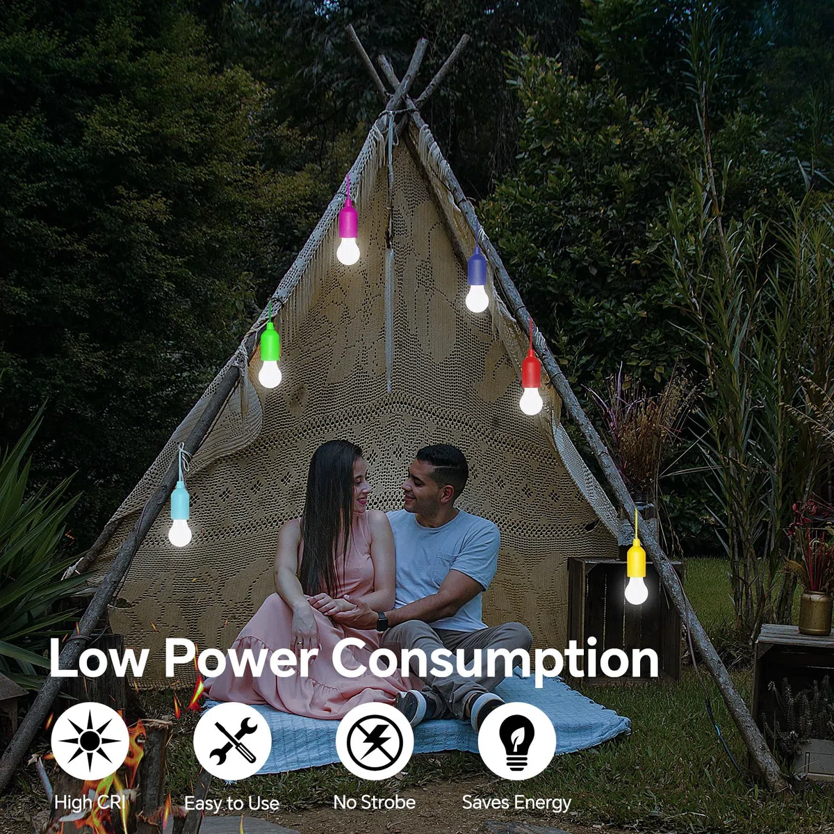 6 Pezzi Lampadina LED Portatile, Lampade LED Campeggio, Lampadina a Batteria con Accensione a Strappo, per Giardino, Campeggio, Festa, Guardaroba, Feste e Emergenza(Bianco Freddo)