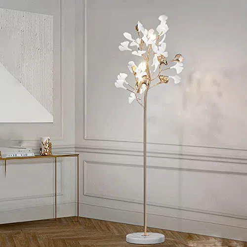 CCXXYGWJ Elegante Lampada da a Forma di Albero di Ginkgo con Base in Marmo - Illuminazione per Soggiorno, Camera da Letto e Angolo Lettura - Elegante Arredamento per la casa Unico a Risparmio