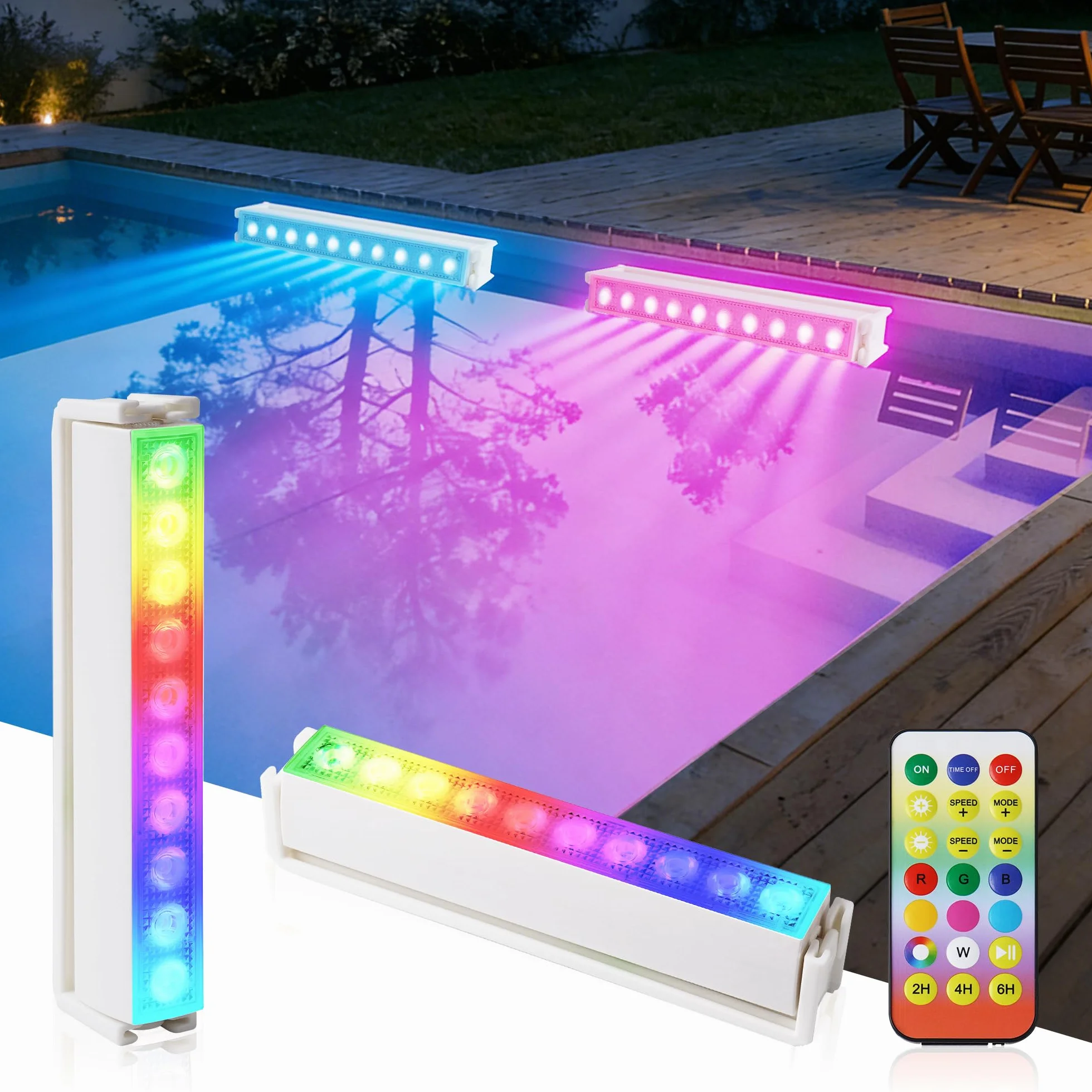 Luce LED subacquea per piscina senza fili e ricaricabile, lampada sommergibile con telecomando, 8 modalità di illuminazione, IP68 impermeabile piscina fuori terra, stagni e feste (set di 2)