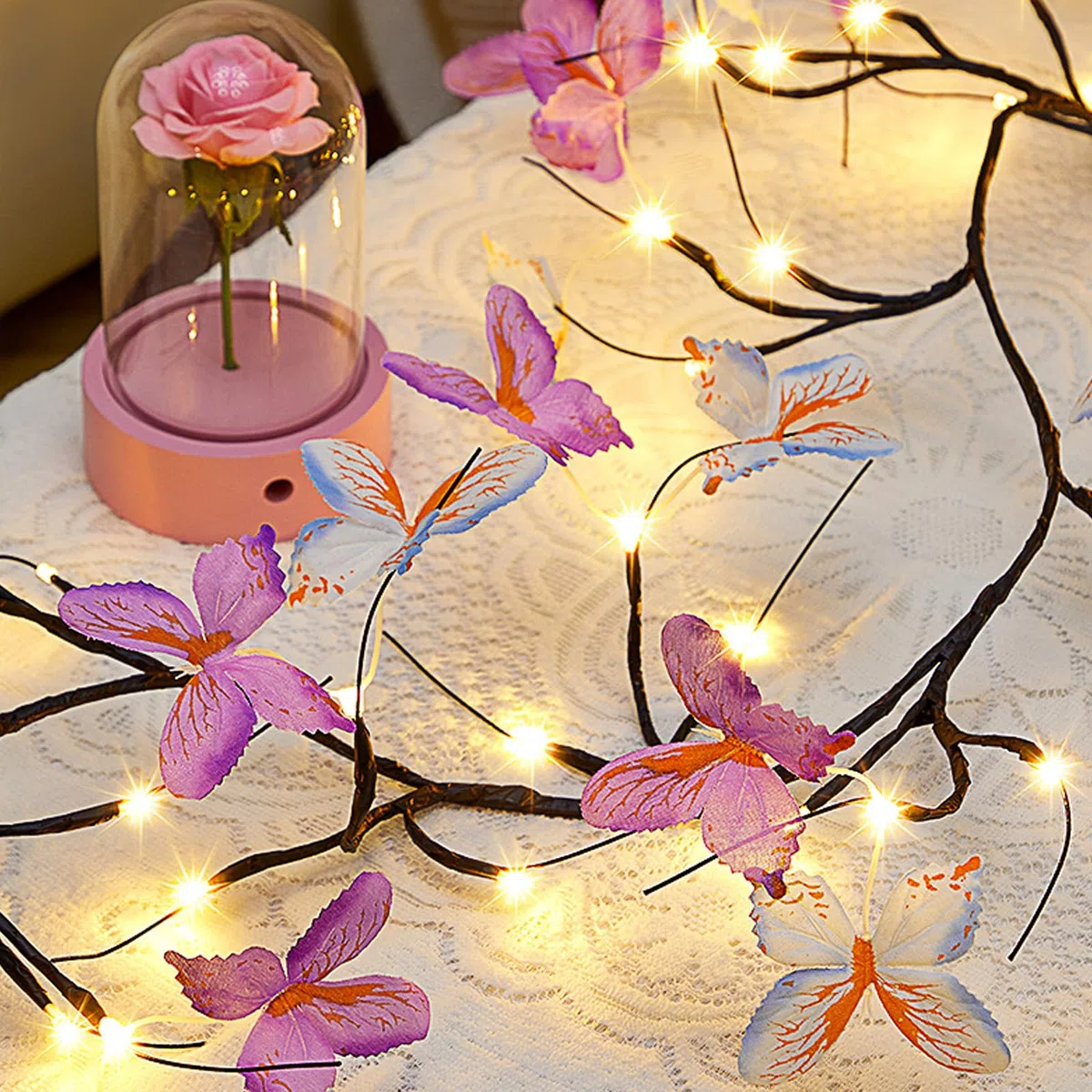 Farfalla Willow Vine Decorazione Da Parete,48 LED Luce a Forma di Farfalla 1.6M,Luci a LED Flessibili da Parete,Decorazione Primaverile,8 Modalità,per Natale,Festa Della Mamma,San Valentino