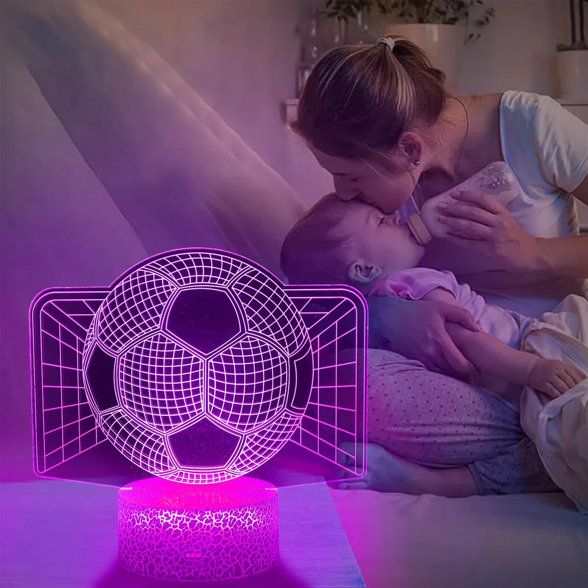 Luce Notturna Calcio per Bambini, Telecomando 16 Cambia Colore Dimmerabile, Lampada da Illusione 3D Luce LED, Regali di Natale per Ragazze Ragazzi Soggiorno Arredamento Camera da Letto
