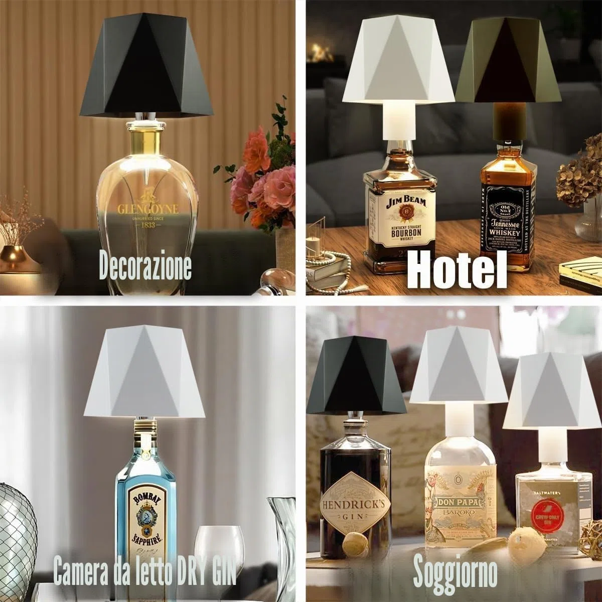 Lampada per Bottiglia Attacco Led Ricaricabile, Lampada per Collo di Bottiglia Batteria USB Senza Fili, luce per bottiglia IP54 Impermeabile per Tavolo, Festa, Hotel
