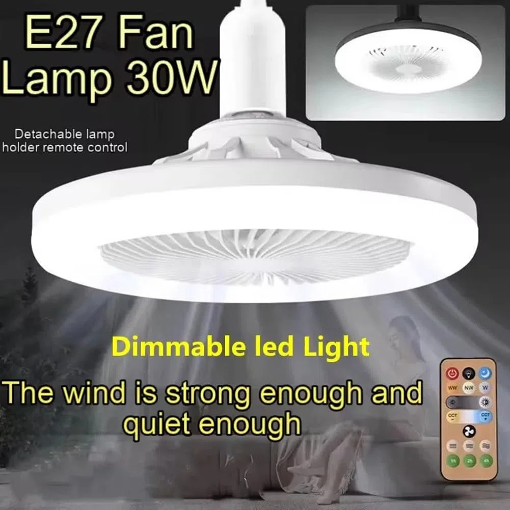 Lampadina a vite E27 con controllo remoto, ventilatore a LED regolabile per maggiore comfort e convenienza (bianco)