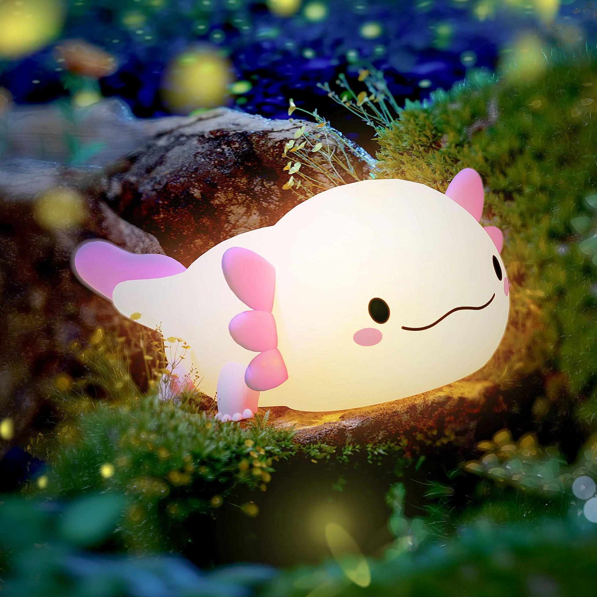 UNEEDE Luce notturna Axolotl, Luce Notturna Bambini, Lampada da comodino in silicone, Lampada da tavolo rosa Axolotl ricaricabile Touch LED dimmerabile, Regalo per bambini Neonata Ragazzo