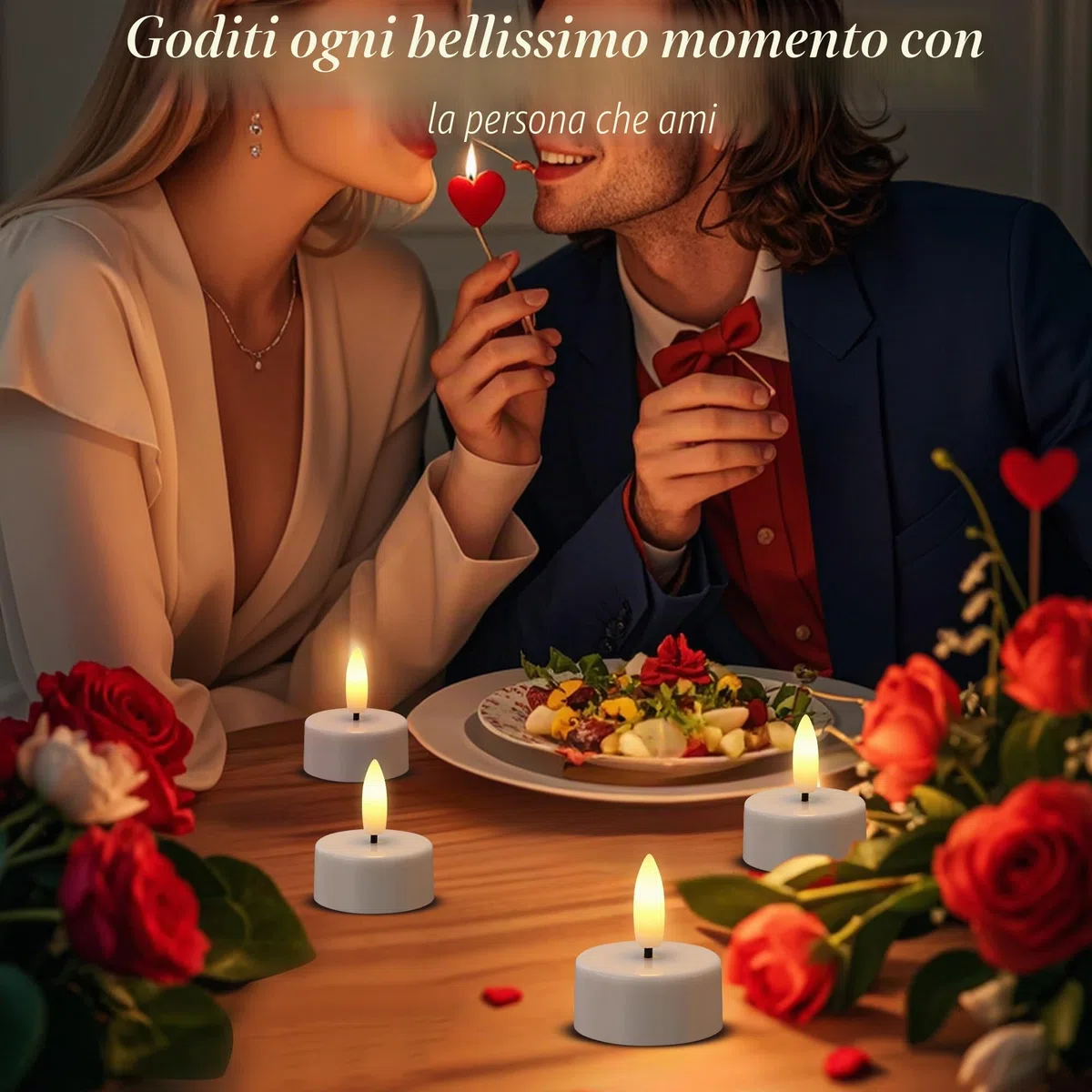 EXTSUD 12 lumini a LED con timer, ricaricabili, candele a LED, senza fiamma, luce tremolante, luce notturna, lumini elettrici per la gioventù, portacandela da tavolo per il soggiorno