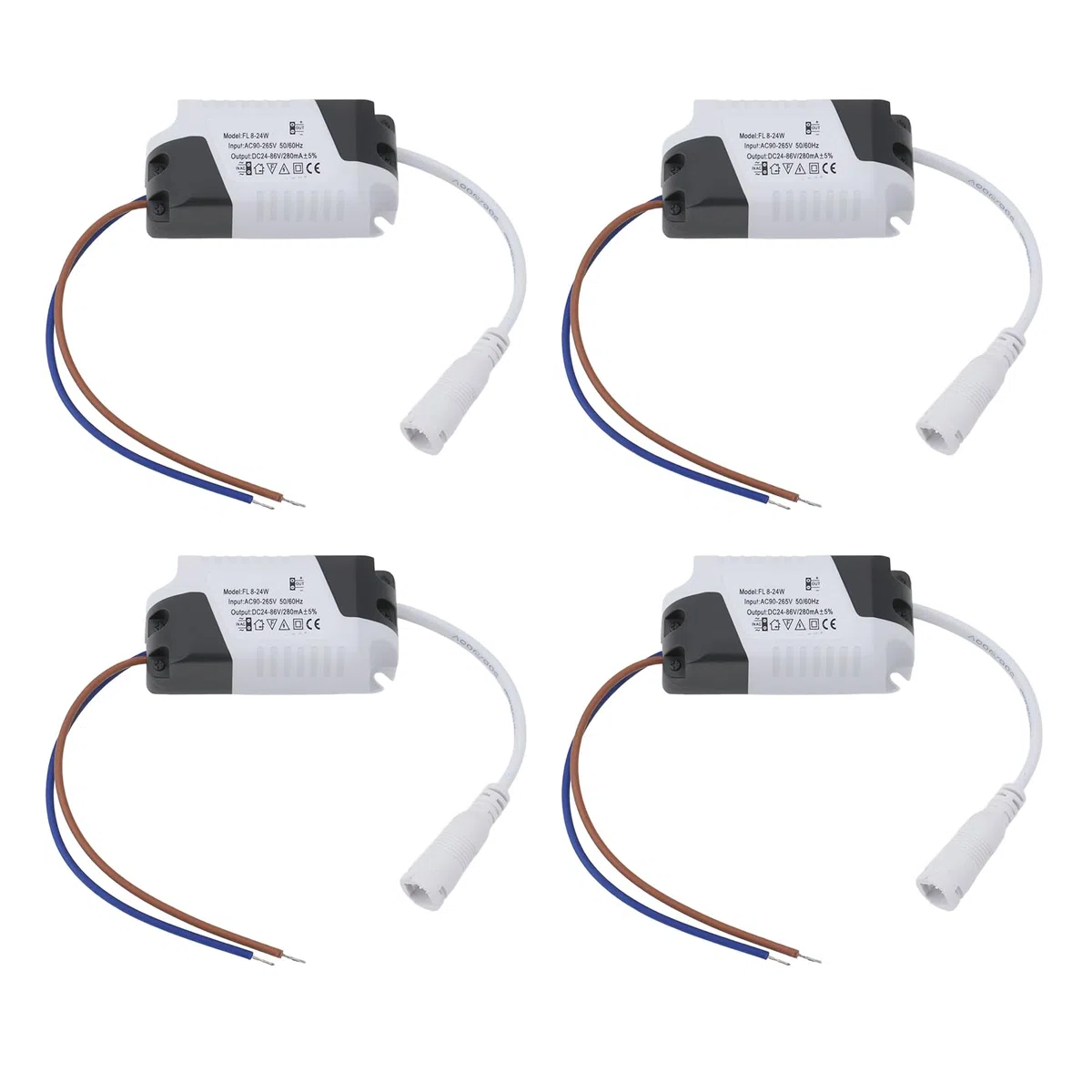 EMSea 4 Pz Pannello LED Alimentazione 8-24W Trasformatore Driver Alimentatore Non isolato Alimentazione 24-86V 280mA per Proiettore Luce di Soffitto Luce di Strada 75x34x20mm