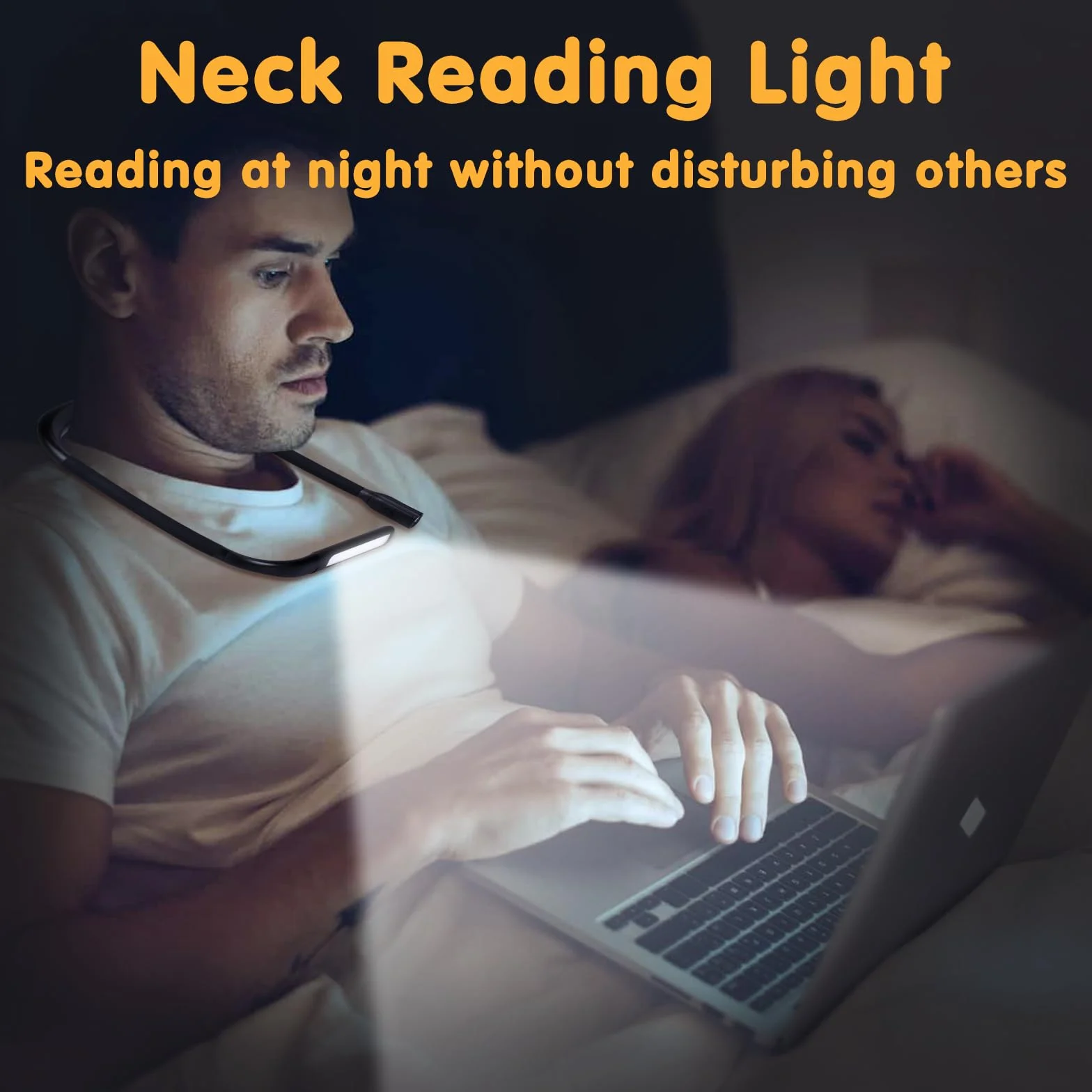 Alyvisun Lampada da Lettura per Collo, Ricaricabile Luce del Libro con Bracci Pieghevoli e 3 Colori, Portatile Luce Libro Lettura Notturna per E-Reader, Letto, Studio, Lavoro, Maglia, Viaggio (Nero)