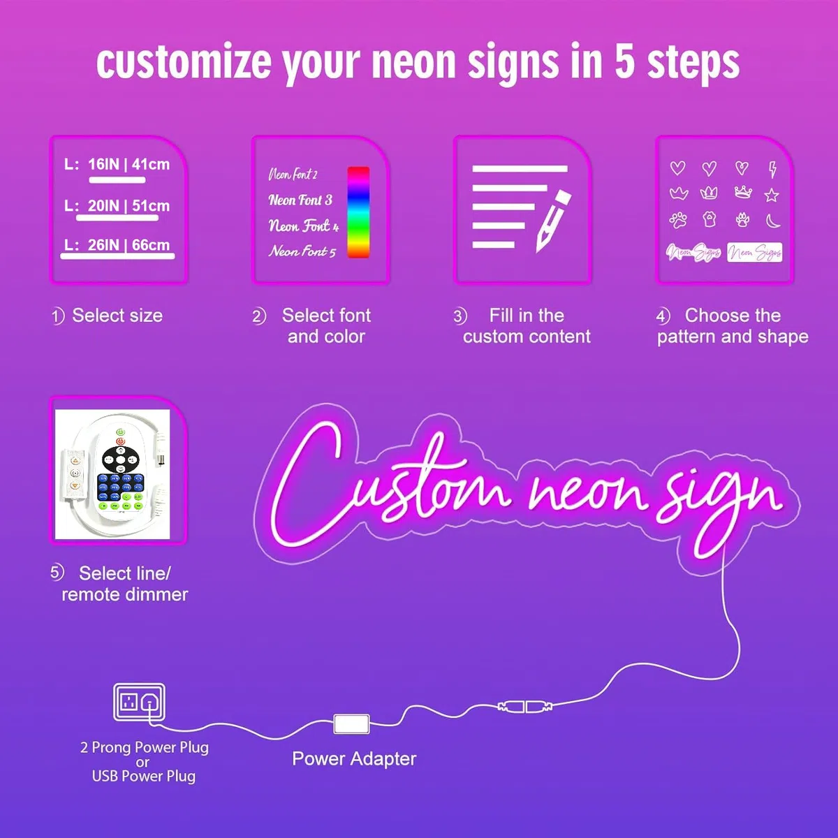 Insegna al Neon Scritta LED Personalizzabile per Decorazioni Scritta Neon Personalizzata per Feste Compleanno Matrimoni Negozi Bar Insegna Luminosa led Lampada Personalizzata(25-152cm）