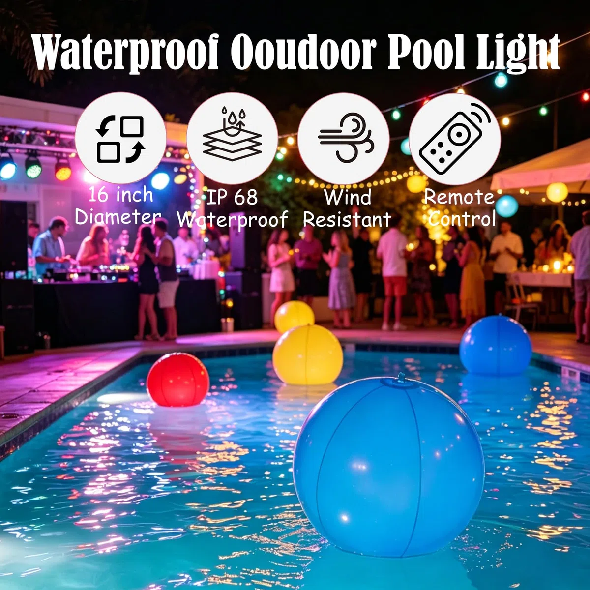 Lampade Piscina, Lampada a Sfera a Led con Telecomando - Palle Luminose per Piscina a 16 Colori, Luci per Piscina Subacquea per Piscina, Spiaggia e Giardino (Palla 2-40cm)