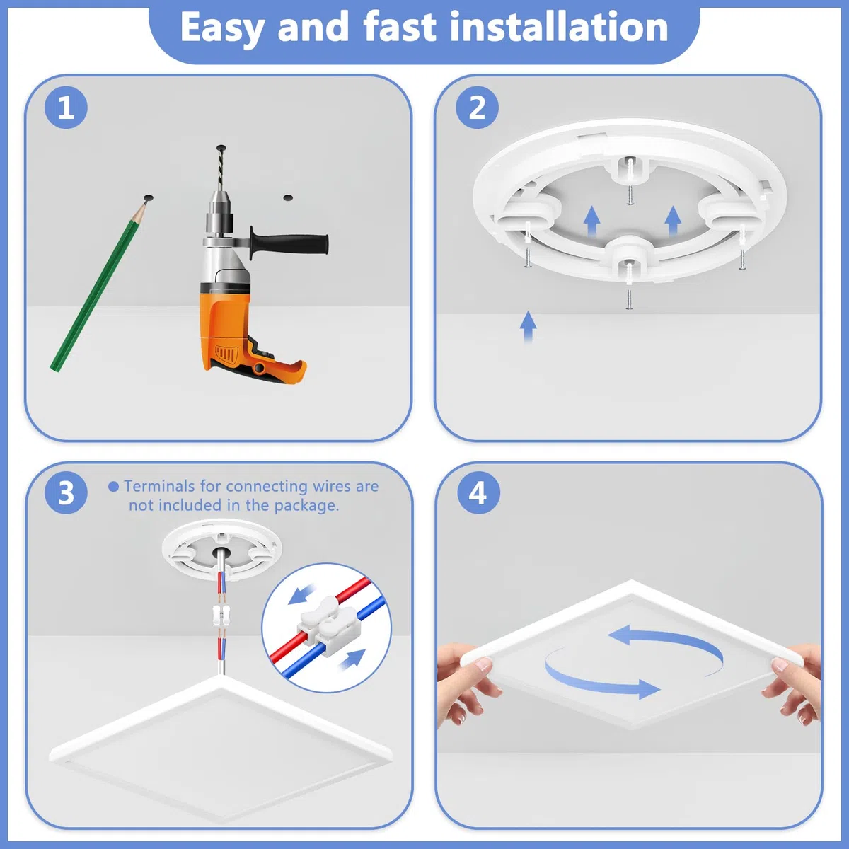 Feliigo Plafoniera LED Soffitto 24W, 4000K Ultra Sottile Lampada da Soffitto Quadrata, 2800LM Plafoniera Bagno IP44 Impermeabile Ø30CM Lampadario LED per Camera da Letto, Cucina, Soggiorno, Balcone