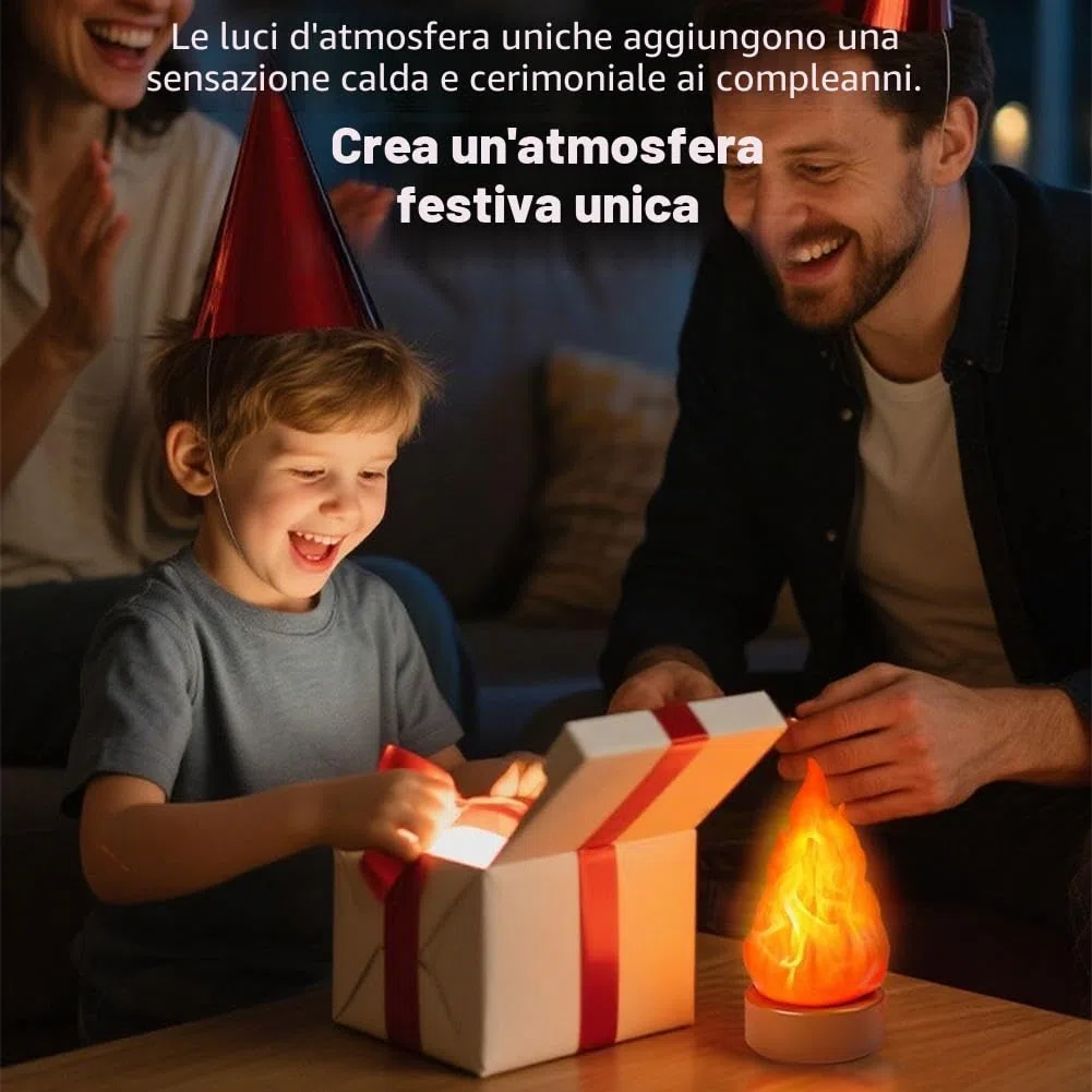 Finta lampada di fuoco, luce notturna 3D finta fiamma, candele senza fiamma ricaricabili USB con fiamma tremolante, luce a fiamma LED a 3 modalità, effetto fiamma realistica per interni/esterni