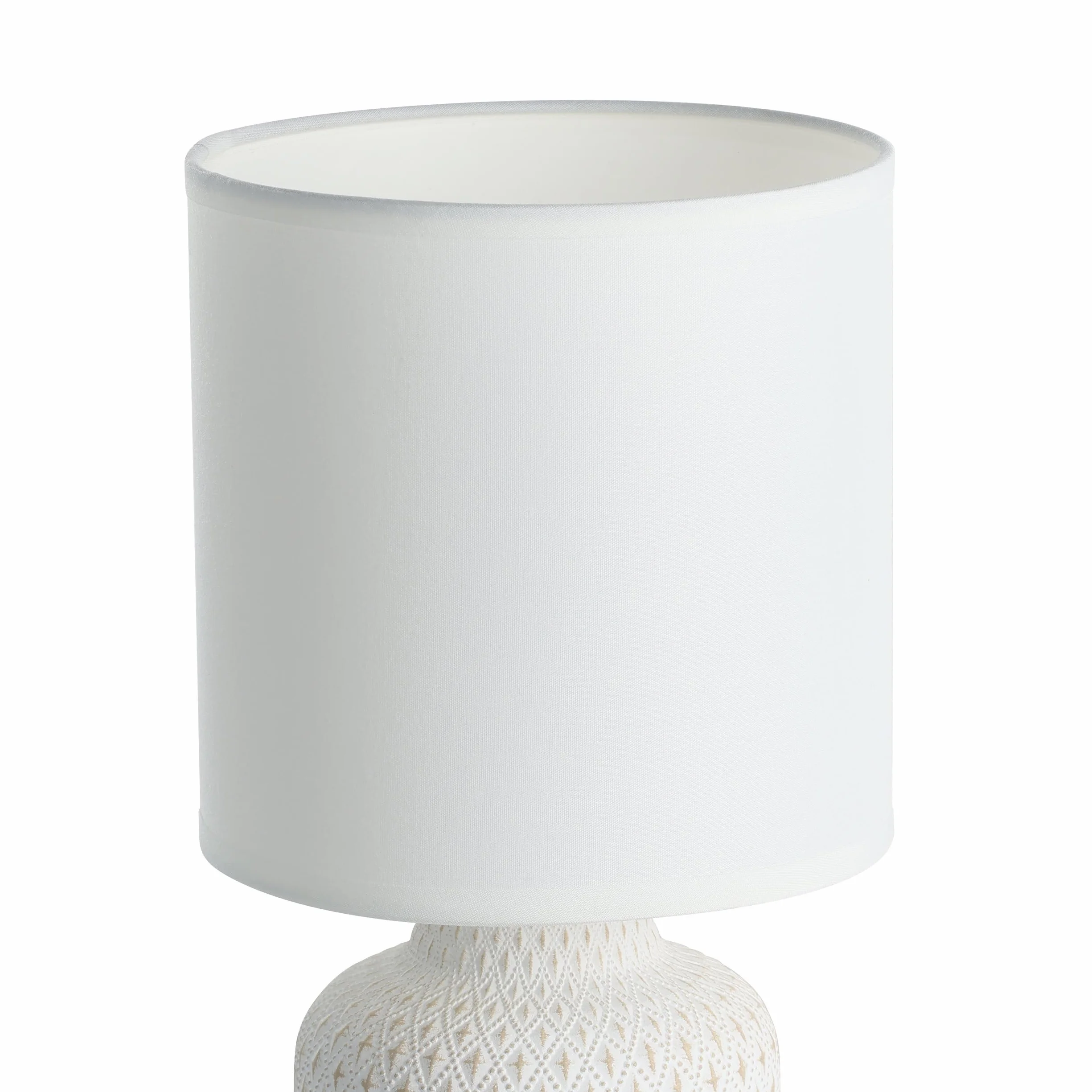 Eglo Bellariva Lampada da tavolo, lampada da comodino in ceramica color crema, tessuto bianco, lampada da soggiorno, lampada con interruttore, attacco E14