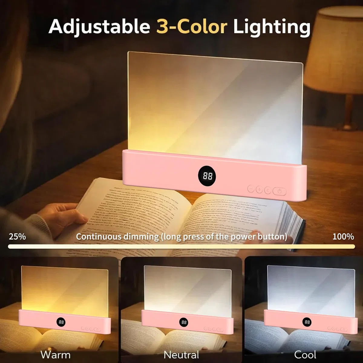 Lampada da Lettura a LED,Luce Piatta a LED,Lucina Portatile per Leggere,Lampada Libro Piatta,Generico Luce per Libri a LED Intelligente,per Leggere a Letto