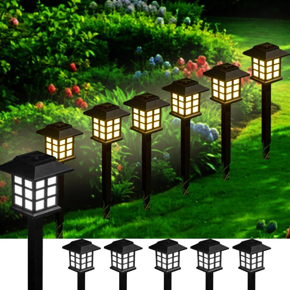 6 pacchetti di luci solari della casa a LED, luce calda plug-in del pavimento della decorazione del cortile all'aperto, tramonto wireless all'alba impermeabile giardino strada luci paesaggio.
