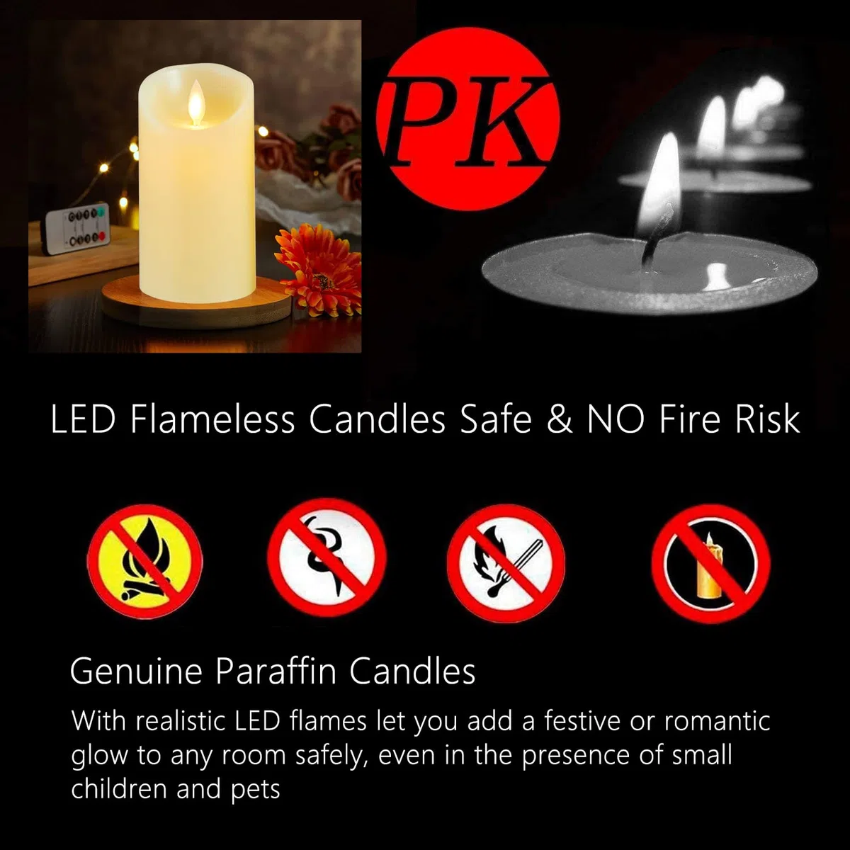 Lonkenn Candele LED 2 pezzi Candela LED con Fiamma Tremolante Candele a Batteria Candela con Telecomando a 10 Tasti Funzione Timer Realizzato in Vera Paraffina Candela Decorazione-12.5cm Ivory