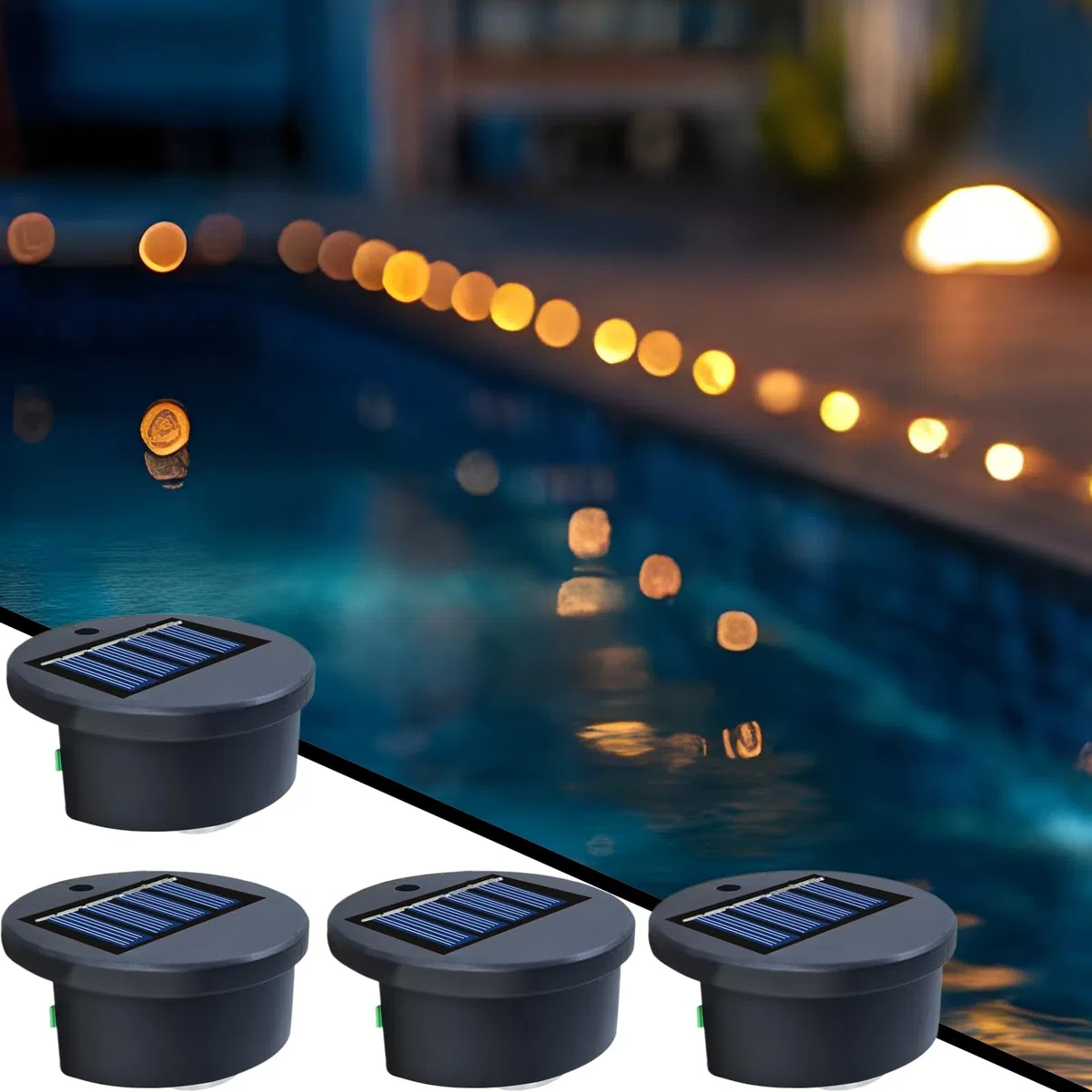 Luci da piscina solare - Luci da piscina a energia solare | 4 pezzi Lampade impermeabili luminose decorative per ip65 impermeabile all'aperto, recinzione e scale per mazzo, balcone, parete, patio e pe