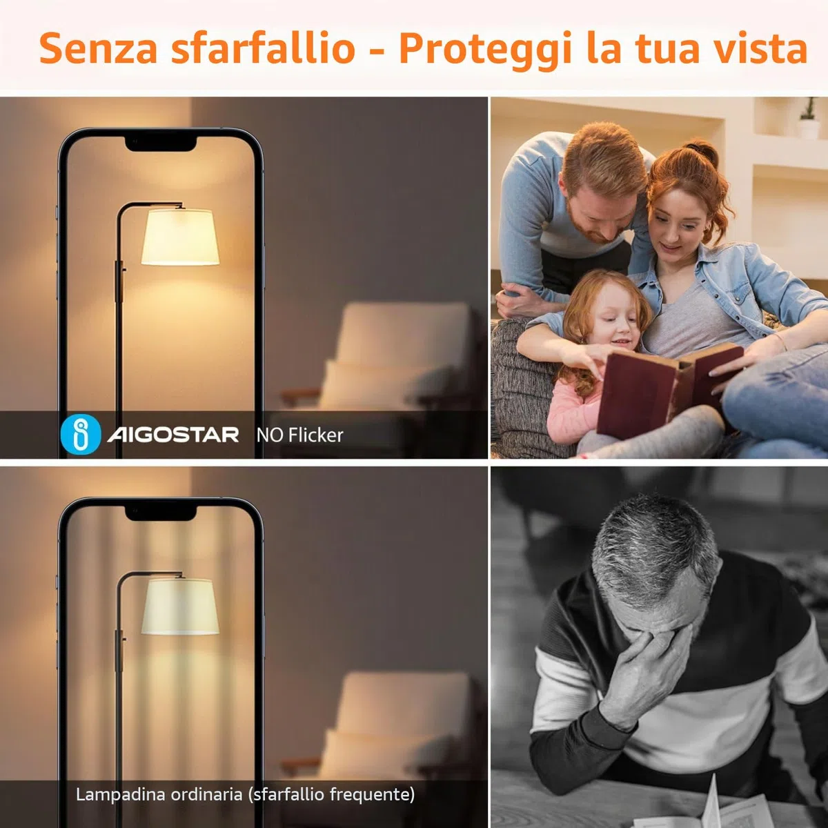 Aigostar Lampadine LED E27 5W Luce Bianca Calda 3000K 420 Lumen, Mini Globo Lampadina Pacco da 10