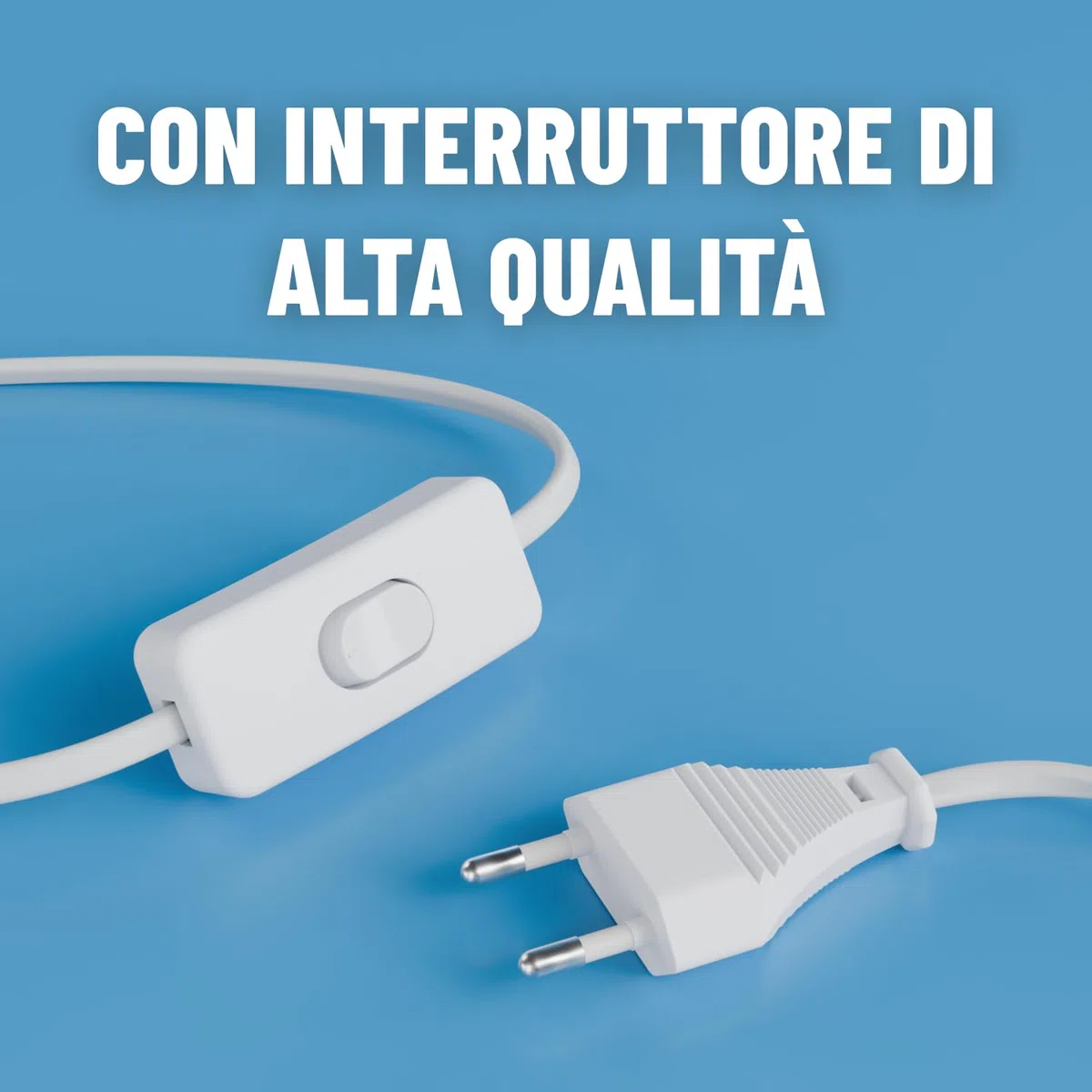 greate Portalampada E14 con cavo e interruttore bianco 3,5 metri - Porta lampadina E14 con spina max. 60W 250V