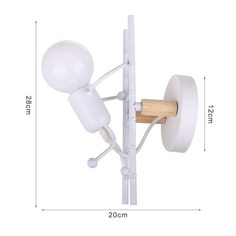 Lampade da Parete E27 Humanoid Applique da Parete Moderna Interno Illuminazione Lampada a Muro Creativo per Camera da Letto Soggiorno Corridoio Camera per Bambini (A-Bianco)