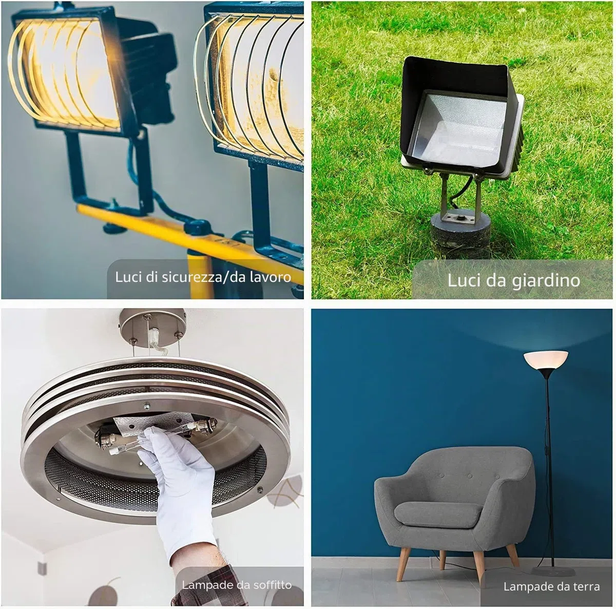 Lampadina alogena Eco R7S, 78mm, 120W, 230V,1500lm, bianco caldo 2700K T3, lampadina di tipo il lavoro, la sicurezza, le luci di paesaggio, le lampade da terra (Confezione da 4)