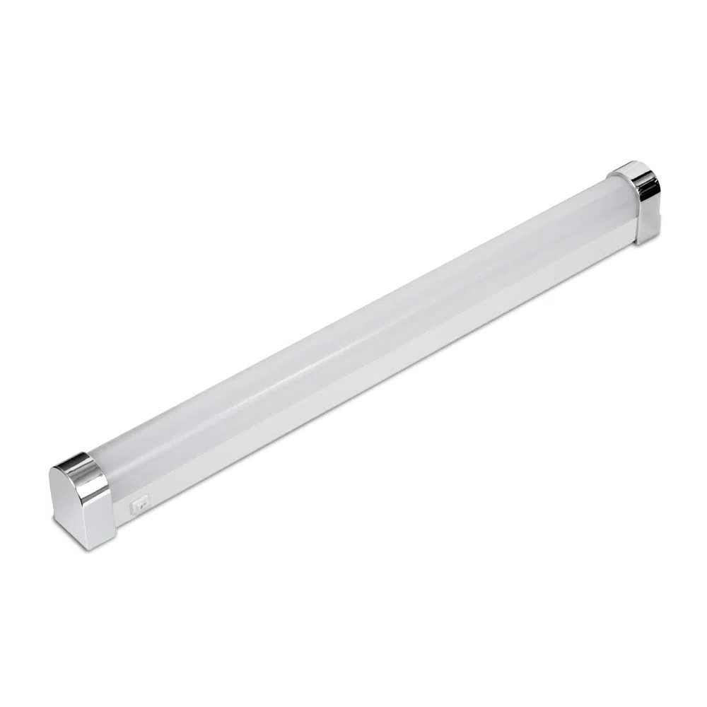 Kwazar Illuminazione – Lampada da bagno da fissare sopra lo specchio – Applique da parete con interruttore – Luce bianca neutra, 20W, 1800lm, 76 cm, grado di protezione IP44, 230 V, LED, cromo