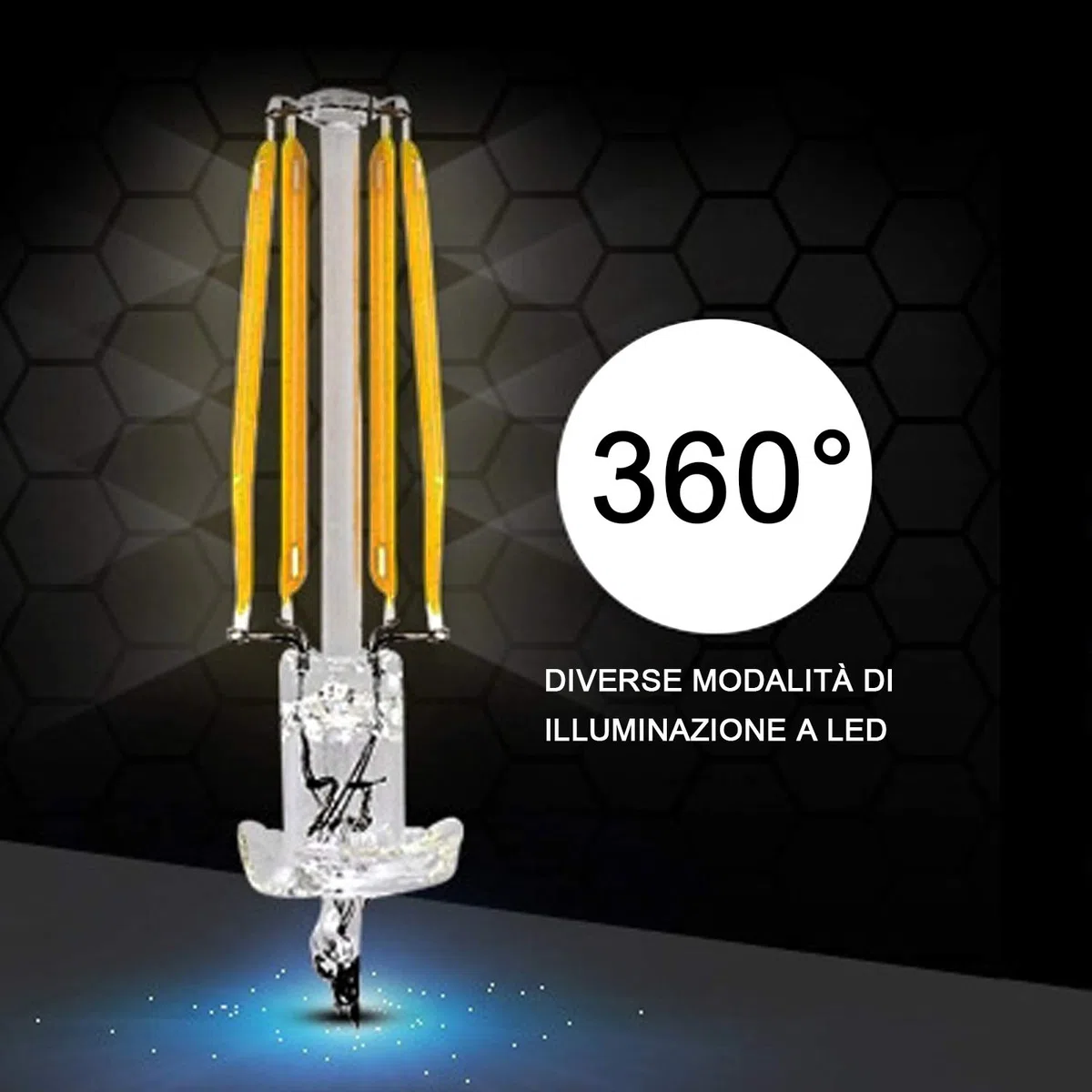 EXTRASTAR Lampadina Filamento LED Fiamma, Attacco E14, 2700K, Giallo caldo , Confezione da 10 Pezzi