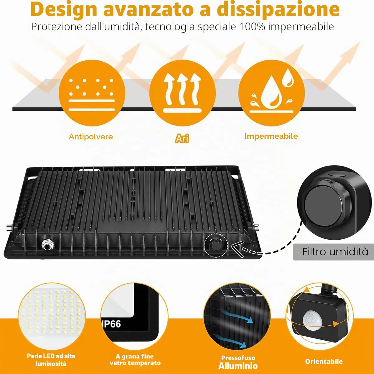 CREATESTAR Faretto Led da Esterno con Sensore di Movimento 30W, 3000LM Faretti Led Esterni IP66 Impermeabile 6500K Luce Bianca Fredda per magazzino giardino garage campo sportivo