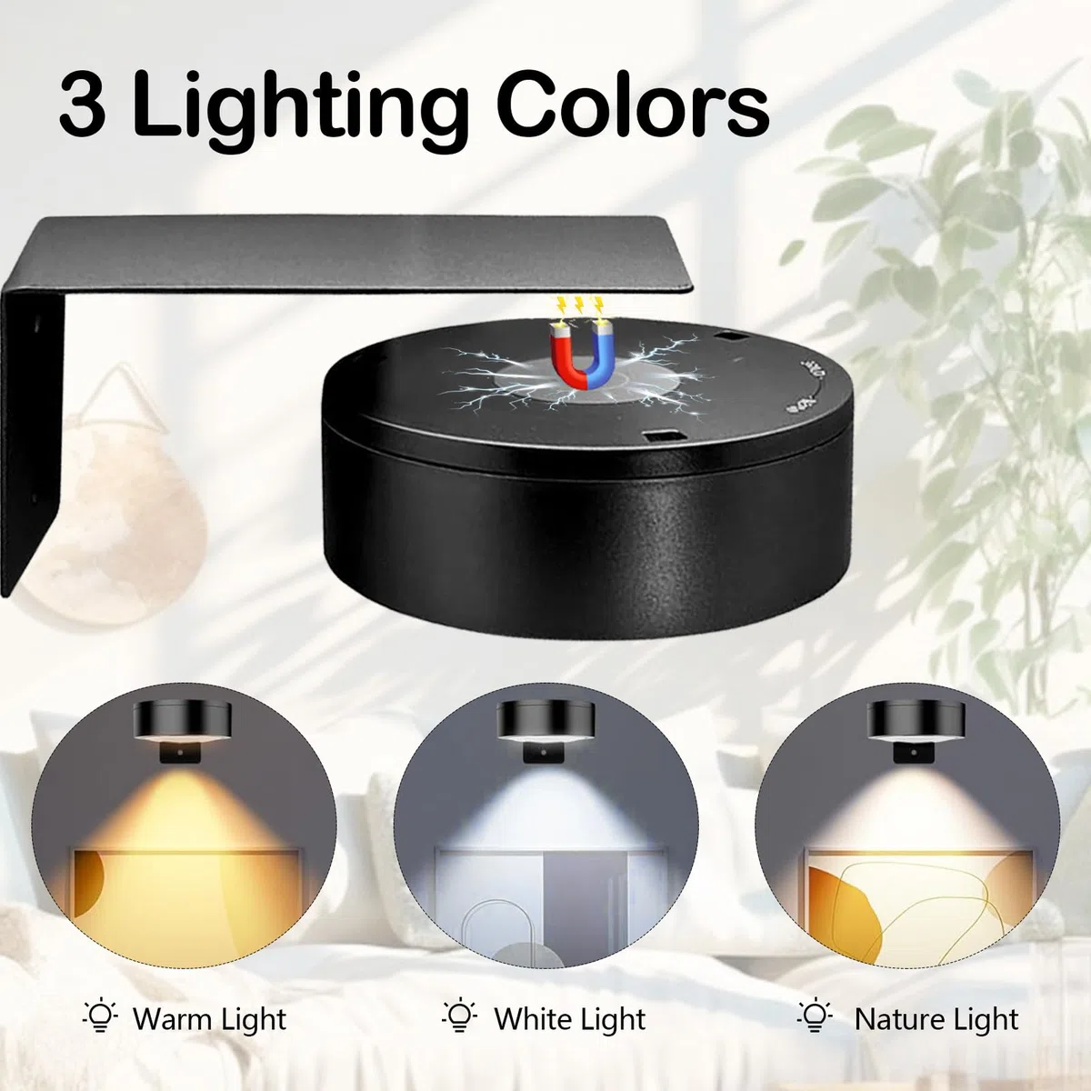 Faretto Magnetico Senza Fili con Telecomando, Ricaricabile, 13 Modalità di Illuminazione, Dimmerabile, Timer, Senza Foratura, per Quadri, Bersagli da Dardo, Cornici e Ritratti (Nero, 6 Pezzi)
