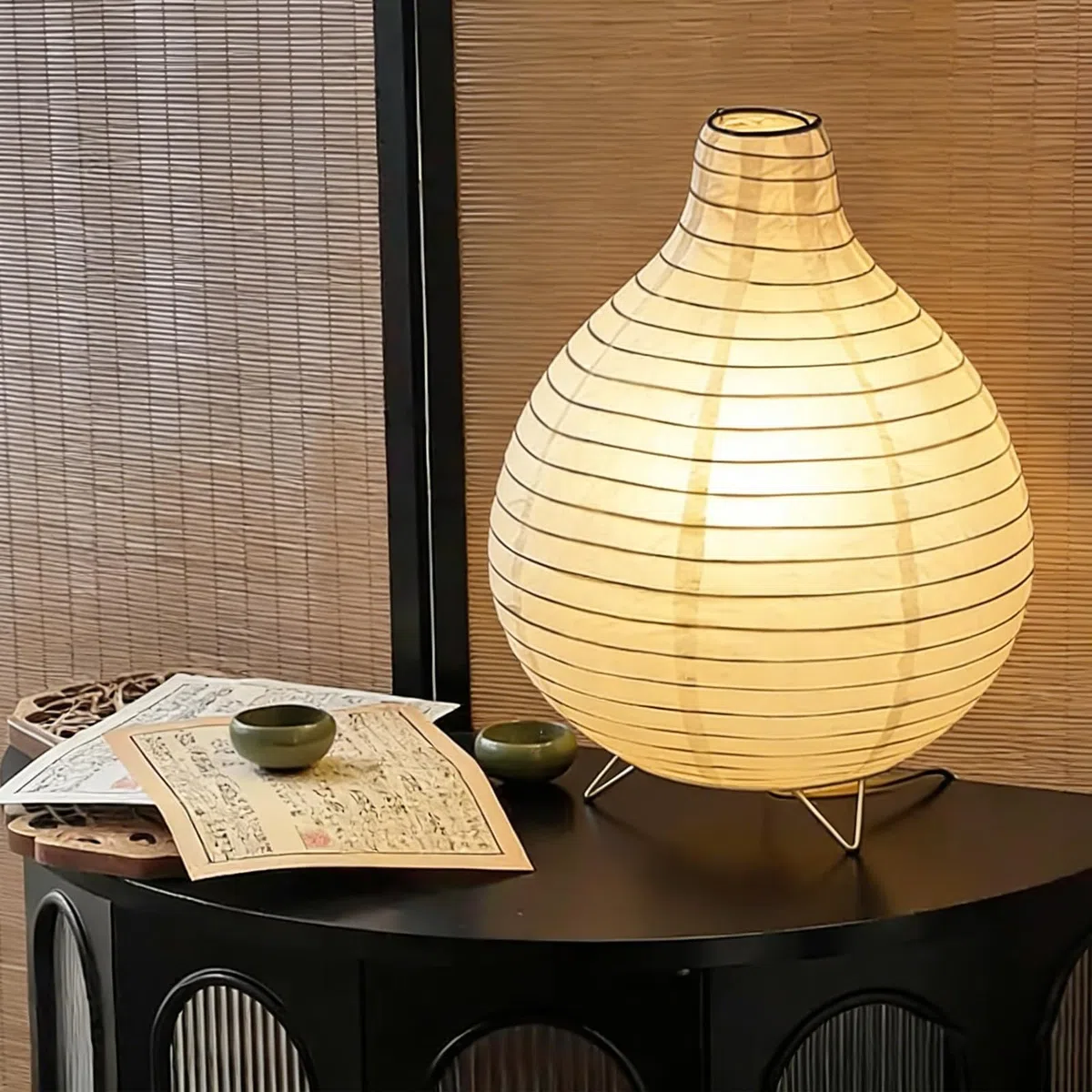Paralume in carta di riso, lampada da tavolo, lampada da comodino, lampada da tavolo, paralume con attacco E14, interruttore e lampadina, paralume di ricambio da 1,8 m, altezza 25 cm