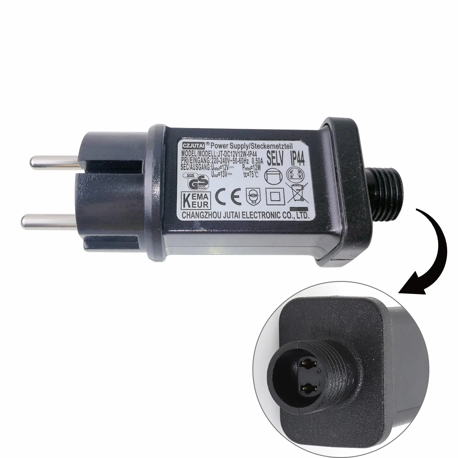 CZJUTAI IP44 - Trasformatore a LED, 12 V, 12 W, alimentazione per illuminazione natalizia con presa europea (presa a vite, costante acceso, DC12 V12 W)