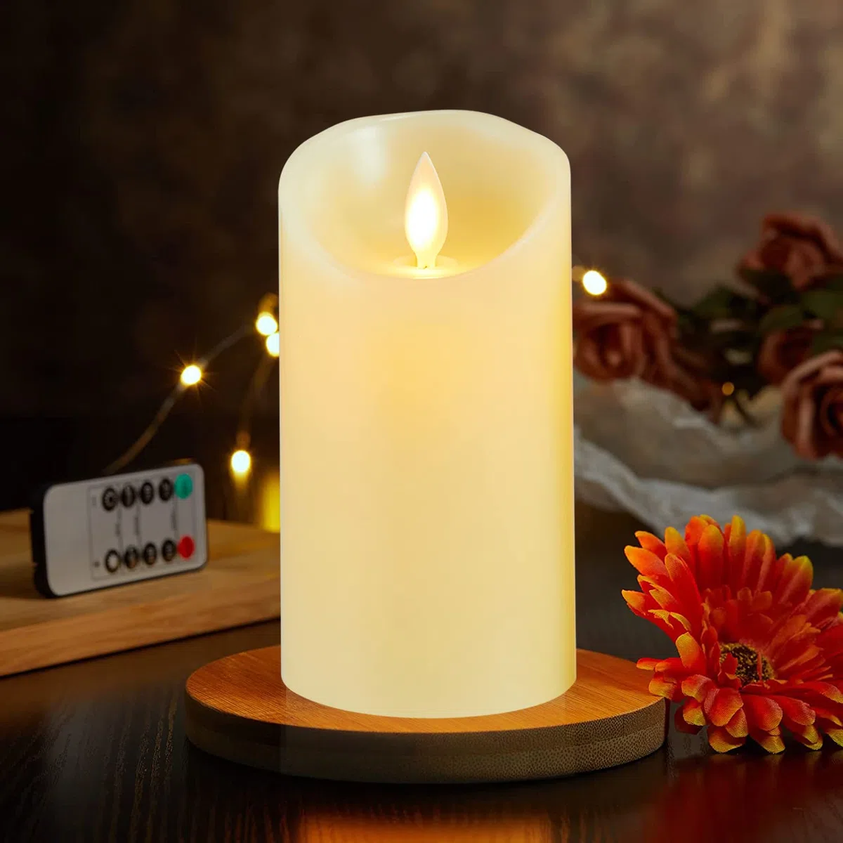 Lonkenn Candele LED 2 pezzi Candela LED con Fiamma Tremolante Candele a Batteria Candela con Telecomando a 10 Tasti Funzione Timer Realizzato in Vera Paraffina Candela Decorazione-12.5cm Ivory