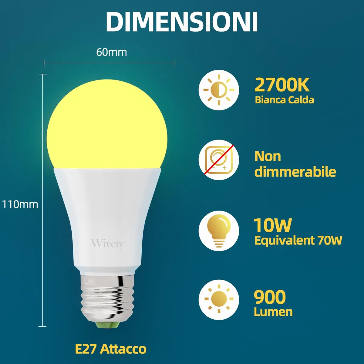 Lampadina LED E27 luce Calda con Sensore Crepuscolare, Bianca Calda 2700K 10W(70W Equivalent), 900 Lumen, Non-Dimmable, On/Off Automatica Lampadine LED per Portico, Garages, Giardino(4 Pezzi)