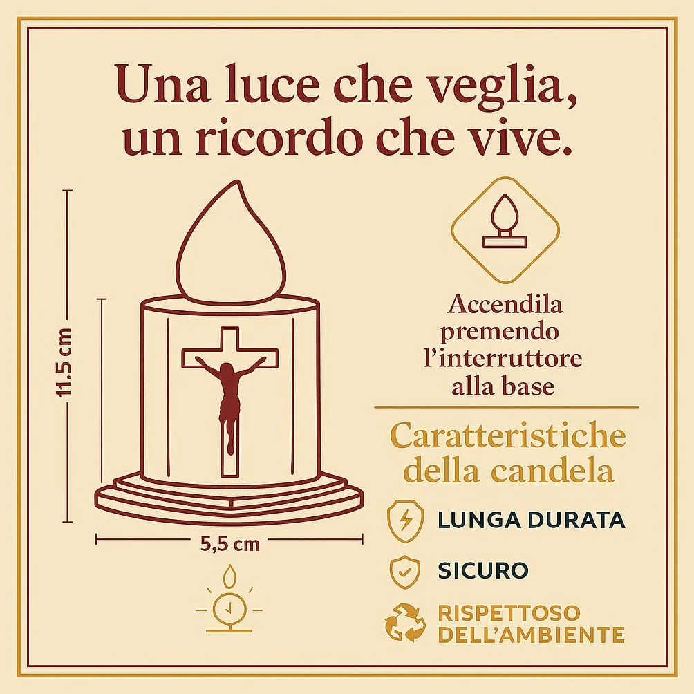 Candele a LED per cimiteri e chiese candele a batteria con effetti fiamma oscillante resiste pioggia sole durata 210 giorni (ORO)